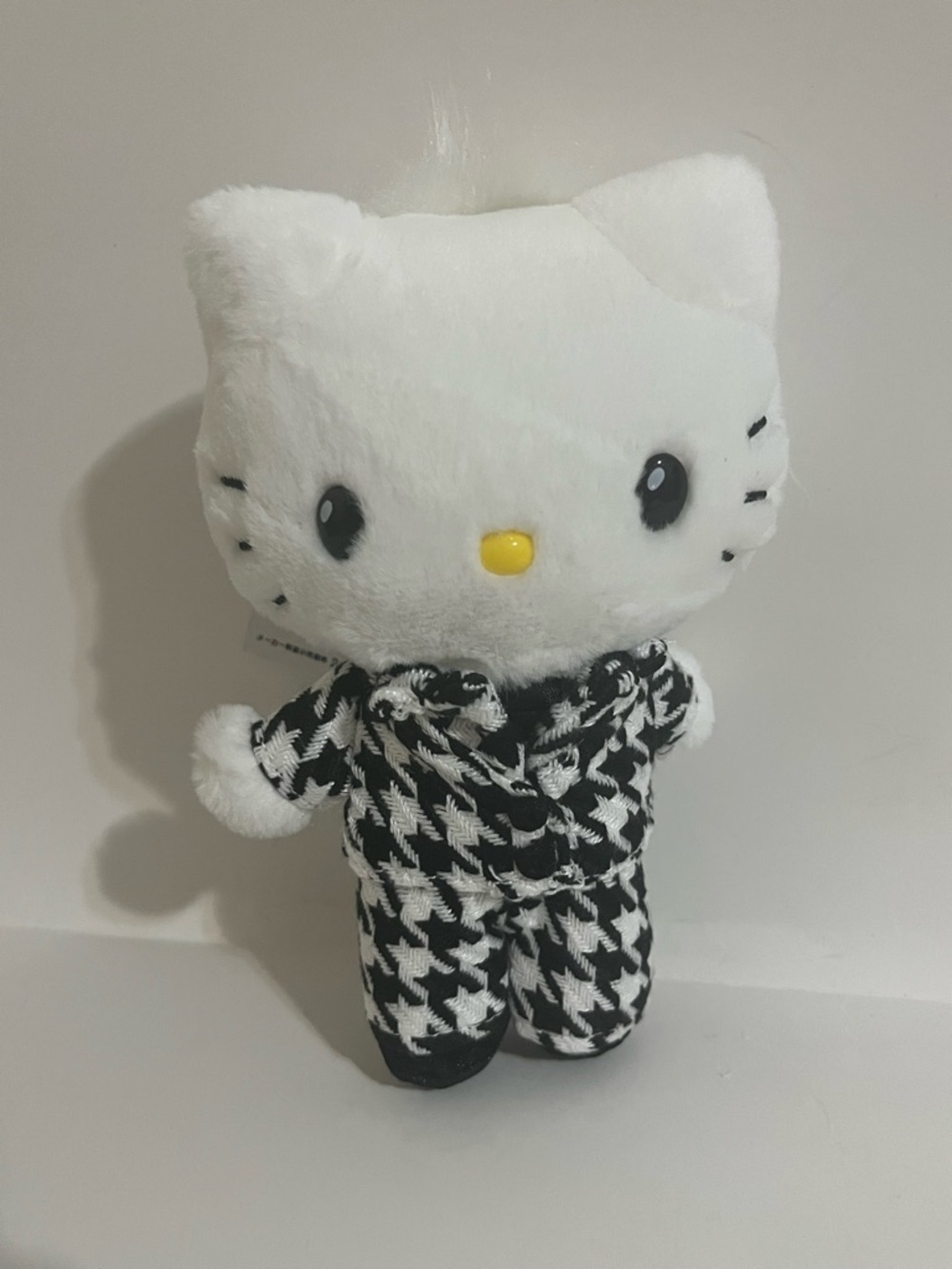 Monochrome Houndstooth Dear Daniel Kitty Mascot Keychain Plush